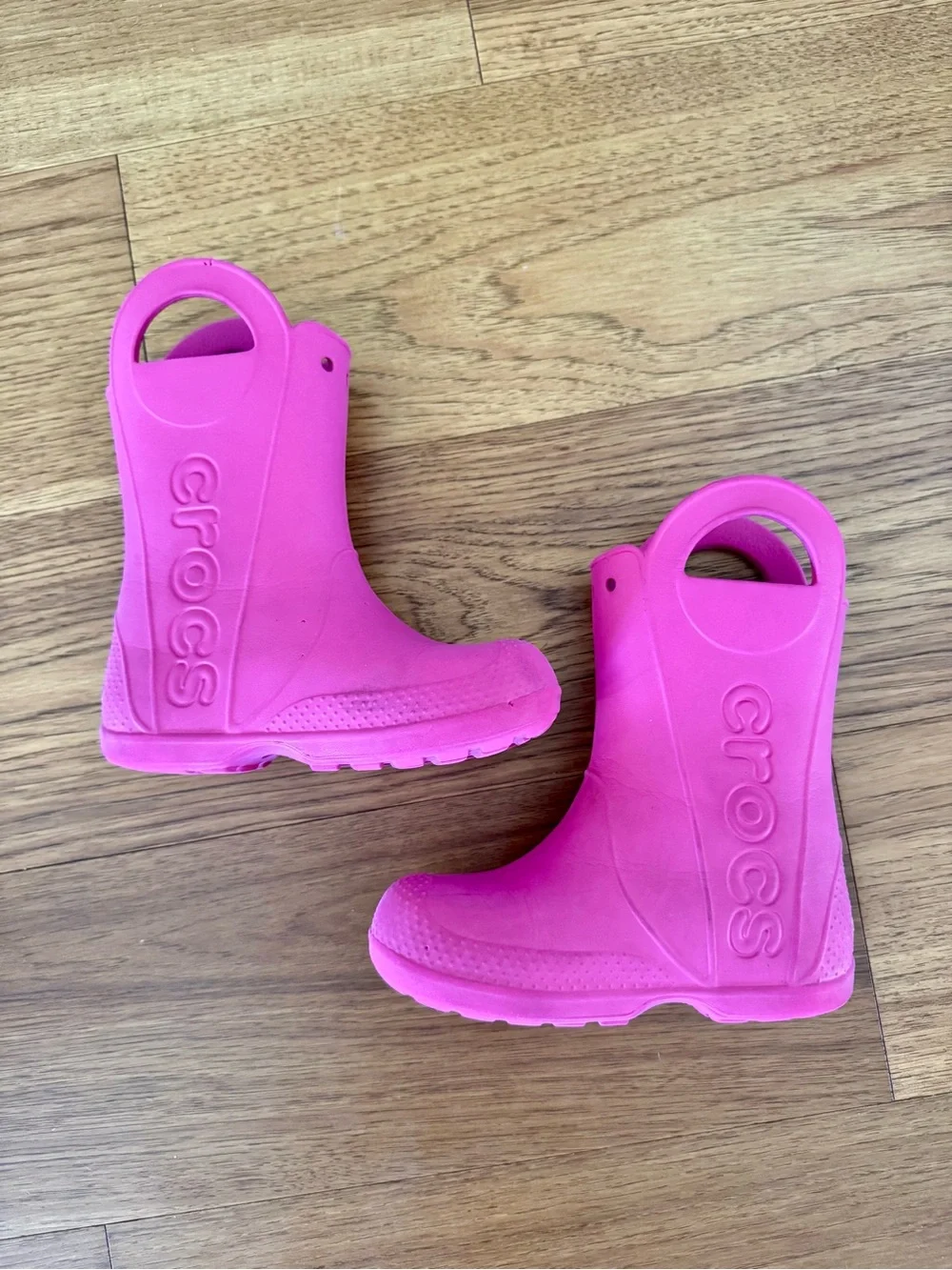CROCS Kids Pink Waterproof Handle Rain Boots